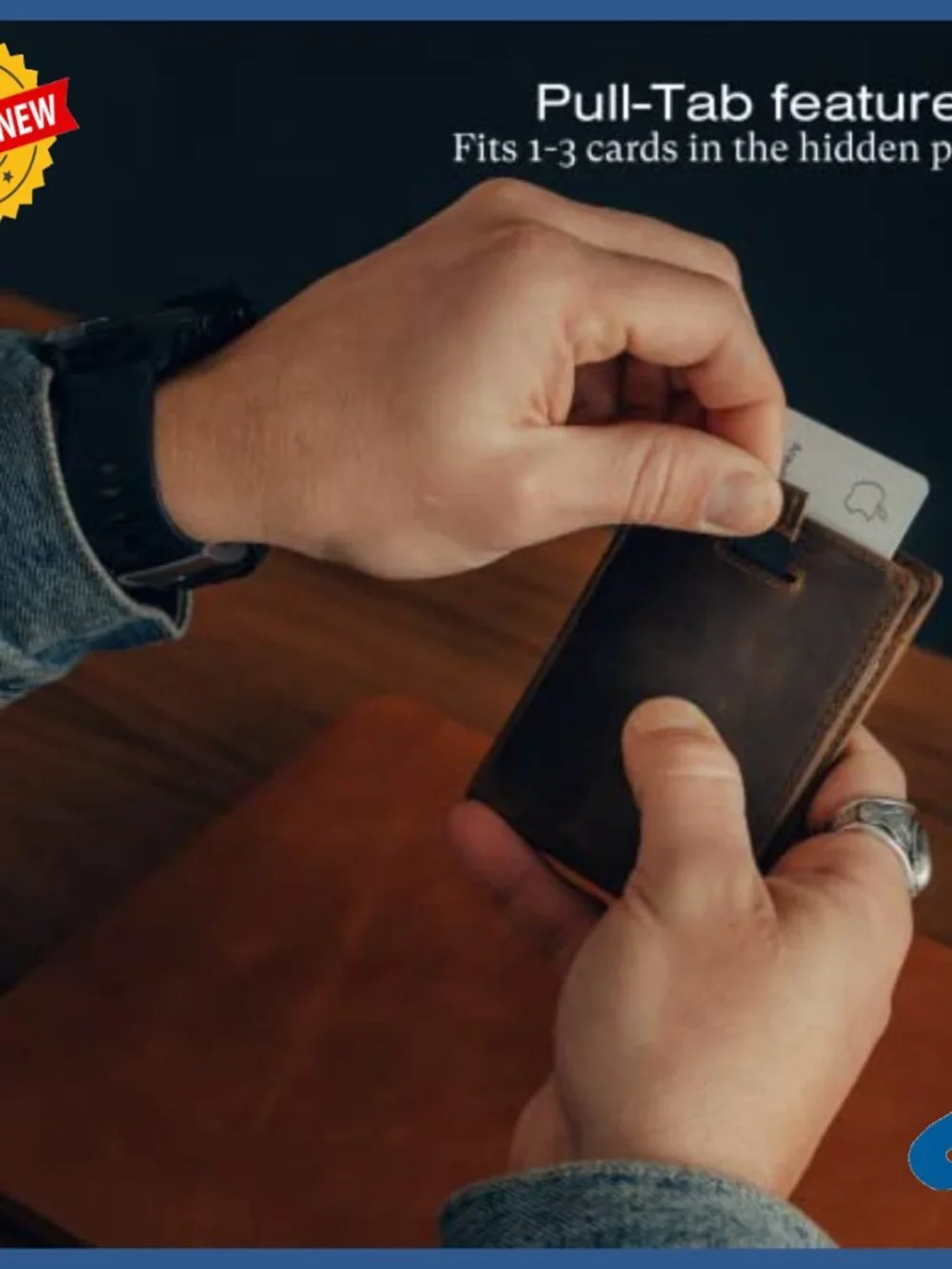 Men's Leather Bifold Wallet with Secret Compartment, Minimalist Design